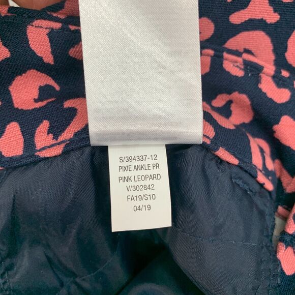 Old Navy Pants Womens 4 T Tall Pink Navy Pixie Ankle Leopard Print Soft Twill - Picture 9 of 13